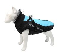Waterproof Cold-Proof Fleece Warm Winter Pet Coat With Harness Zipper For Labradors Bulldogs Greyhounds Sheepdogs,Blue,4XL