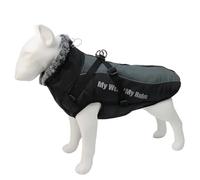 Waterproof Cold-Proof Fleece Warm Winter Pet Coat With Harness Zipper For Labradors Bulldogs Greyhounds Sheepdogs,Grey,XL