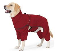 Waterproof Cold-proof High Collar Dog Jacket Plush Warm Reflective Pet Safety Coat For Labrador Golden Retriever Shiba Inu,Red,XL