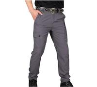 Waterproof Combat Trousers for Men UK Stretch Work Trousers Lightweight Casual Classic Comfy Hiking Walking Bottoms with Multi Pockets Elastic Waist Outdoor Cargo Pants