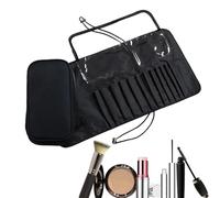 Waterproof Cosmetic Brush Case -Compact Pouch, Portable Roll Up Storage, Travel Cosmetic Bag Waterproof Toiletry with Clear Divider and Handle, Rolling Brush Organizer Bag for Travel Home Daily