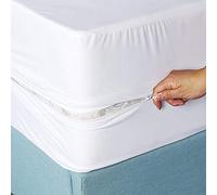 Waterproof Cot Mattress Protector Cot Bed 140 x 70 Zipped Zip Fitted Sheet Zip Up Mattress Cover Encasement Protector All Round Protection 15cm Deep Fitted (Cot bed 70x140cm+15cm)