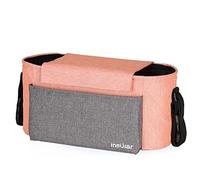 Waterproof Cotton and Linen Baby Stroller Bag Multi-Function Shoulder Mummy Bag Baby Carriage Bag Mother and Baby Out Bag (Orange Pink)