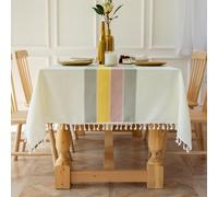 Waterproof Cotton Linen Square Tablecloth 55x55 Inch Dust Proof Soil Resistant Perfect for Kitchen & Dining Room Christmas Table Decor & Everyday Use