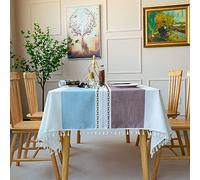 Waterproof Cotton Linen Tablecloth 55x71 Inch Dust Proof Soil Resistant Table Cover for Kitchen & Dining Room Perfect for Christmas Decor