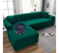 Waterproof Couch Cover for 3-4 Seater with L-Shaped Section Universal Stretch Sofa Protector Anti-Slip Pet Cover for Dogs and Cats (Green Fits 235-300cm)
