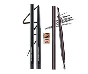 Waterproof Creme Gel Liner & Dual-Ended Eyebrow Pencil Set - Smudge-Resistant Long Lasting Makeup For Defined Lines And Precise Application In Sl lack And Brown Shades