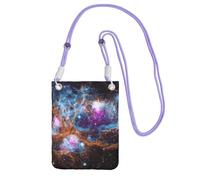 Waterproof Crossbody Phone Pouch for Women Girls, Small Wallet Crossbody Bag, Carry a mobile phone bag for Travel, Commute, Outing, Slim Fanny Pack, Universe Galaxy Space Shoulder Bag, Purple Strap