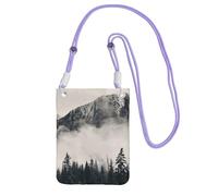 Waterproof Crossbody Phone Pouch for Women Girls, Small Wallet Crossbody Bag, Carry a mobile phone bag for Travel, Commute, Outing, Slim Fanny Pack, Canadian Mountain Cliff Shoulder Bag, Purple Strap