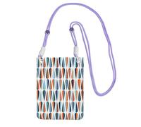 Waterproof Crossbody Phone Pouch for Women Girls, Small Wallet Crossbody Bag, Carry a mobile phone bag for Travel Outing, Slim Fanny Pack, Mid Century Modern Drop Shapes Shoulder Bag, Purple Strap