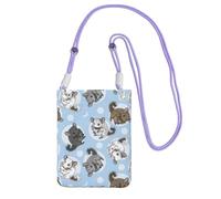 Waterproof Crossbody Phone Pouch for Women Girls, Small Wallet Crossbody Bag, Carry a mobile phone bag for Travel, Commute, Outing, Slim Fanny Pack, Blue Chinchillas Moon Shoulder Bag, Purple Strap
