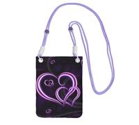 Waterproof Crossbody Phone Pouch for Women Girls, Small Wallet Crossbody Bag, Carry a mobile phone bag for Travel, Commute, Outing, Slim Fanny Pack, Fashional Purple Hearts Shoulder Bag, Purple Strap