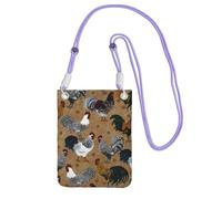 Waterproof Crossbody Phone Pouch for Women Girls, Small Wallet Crossbody Bag, Carry a mobile phone bag for Travel, Commute, Outing, Slim Fanny Pack, Rooster Chicken Print Shoulder Bag, Purple Strap