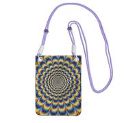 Waterproof Crossbody Phone Pouch for Women Girls, Small Wallet Crossbody Bag, Carry a mobile phone bag for Travel, Commute, Outing, Slim Fanny Pack, Spiral Optical Illusion Shoulder Bag, Purple Strap