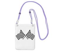 Waterproof Crossbody Phone Pouch for Women Girls, Small Wallet Crossbody Bag, Carry a mobile phone bag for Travel Commute Outing, Slim Fanny Pack, Checkered Flags Race Flag Shoulder Bag, Purple Strap
