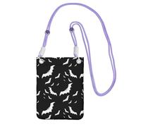 Waterproof Crossbody Phone Pouch for Women Girls, Small Wallet Crossbody Bag, Carry a mobile phone bag for Travel, Commute, Outing, Slim Fanny Pack, Halloween Flying Bats Shoulder Bag, Purple Strap