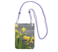 Waterproof Crossbody Phone Pouch for Women Girls, Small Wallet Crossbody Bag, Carry a mobile phone bag for Travel, Commute, Outing, Slim Fanny Pack, Bouquet Of Daffodils Shoulder Bag, Purple Strap