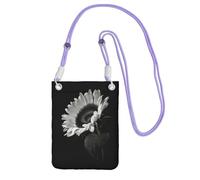 Waterproof Crossbody Phone Pouch for Women Girls, Small Wallet Crossbody Bag, Carry a mobile phone bag for Travel, Commute, Outing, Slim Fanny Pack, Sunflower Black Grey Shoulder Bag, Purple Strap