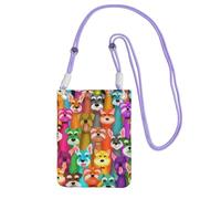 Waterproof Crossbody Phone Pouch for Women Girls, Small Wallet Crossbody Bag, Carry a mobile phone bag for Travel, Commute, Outing, Slim Fanny Pack, Oil Cute Schnauzer Dogs Shoulder Bag, Purple Strap