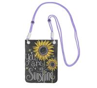 Waterproof Crossbody Phone Pouch for Women Girls, Small Wallet Crossbody Bag, Carry a mobile phone bag for Travel, Commute, Outing, Slim Fanny Pack, You Are My Sunflower Shoulder Bag, Purple Strap
