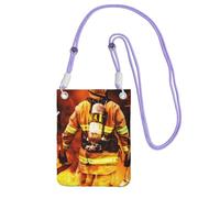 Waterproof Crossbody Phone Pouch for Women Girls, Small Wallet Crossbody Bag, Carry a mobile phone bag for Travel Commute Outing, Slim Fanny Pack, Firefighter Fireman Flame Shoulder Bag, Purple Strap