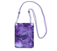 Waterproof Crossbody Phone Pouch for Women Girls, Small Wallet Crossbody Bag, Carry a mobile phone bag for Travel, Commute, Outing, Slim Fanny Pack, Purple Lily Flowers Shoulder Bag, Purple Strap