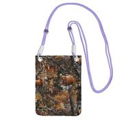 Waterproof Crossbody Phone Pouch for Women Girls, Small Wallet Crossbody Bag, Carry a mobile phone bag for Travel, Commute, Outing, Slim Fanny Pack, Hunting Deer Bear Moose Shoulder Bag, Purple Strap