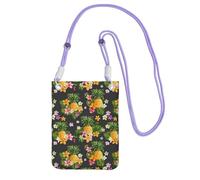 Waterproof Crossbody Phone Pouch for Women Girls, Small Wallet Crossbody Bag, Carry a mobile phone bag for Travel Outing, Slim Fanny Pack, Tropical Pineapple Hawaiian Shoulder Bag, Purple Strap