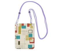 Waterproof Crossbody Phone Pouch for Women Girls, Small Wallet Crossbody Bag, Carry a mobile phone bag for Travel, Commute, Outing, Slim Fanny Pack, Mid Century Modern Shoulder Bag, Purple Strap