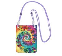 Waterproof Crossbody Phone Pouch for Women Girls, Small Wallet Crossbody Bag, Carry a mobile phone bag for Travel Commute Outing, Slim Fanny Pack, Dancing Thanksgiving Bear Shoulder Bag, Purple Strap