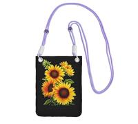 Waterproof Crossbody Phone Pouch for Women Girls, Small Wallet Crossbody Bag, Carry a mobile phone bag for Travel, Commute, Outing, Slim Fanny Pack, Summer Sunflower Shoulder Bag, Purple Strap