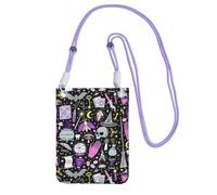 Waterproof Crossbody Phone Pouch for Women, Small Wallet Crossbody Bag, Carry a mobile phone bag for Travel Outing, Slim Fanny Pack, Magic Witch Witchcraft Bohemian Drawing Shoulder Bag, Purple Strap