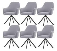 Waterproof Curved Back Chair Covers - Stretch Slipcovers for Swivel Dining Chairs with Armrests - Mid Century Modern Light Grey - Set of 6 for Dining Room & Bar Stools