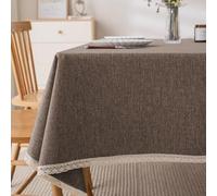 Waterproof Dark Brown Cotton Linen Tablecloth 140x140cm - Elegant Contemporary Design Anti-Drop & Dust Perfect for Indoor & Outdoor Use Durable & Stylish Dining Essential