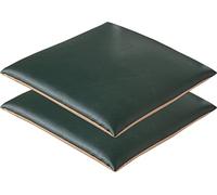 Waterproof Dark Green Leather Chair Pads, 2 Pack 40x40cm, table Seat Cushs for Dining Room, Kitchen, Office - Machine Washable, & Slish