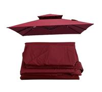Waterproof Dark Red Square Cantilever Parasol Canopy 2.5x2.5m & 3x3m Fade-Resistant Sun Shade Umbrella Cover for Garden Patio Gazebo - 8 Arm Design