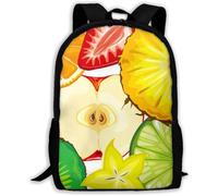 Waterproof Daypack Fruit Mix Rucksack Printed School Bag for Hiking, Travel, Work, 42X32X14Cm