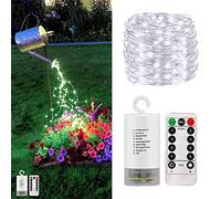 Waterproof Decoration Waterfall Vine String Lights,10 Strands 200 LEDs Hanging Twinkle Fairy Lights Battery Operated Silver Wire Branch lights with Remote Timer for Garden Outdoor Christm (Cool White)
