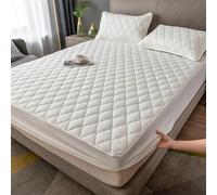 Waterproof Deep ket Fitted Sheet Set 3Piece Extra Deep 30cm Soft Full Elastic Quiet Machine Washable 180x200cm White Ideal for Mattress Protect