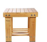 Waterproof Design Bamboo Step Stool, Non-Slip Feet Compact Use Bamboo Shower Bench for Indoor and Outdoor Activities