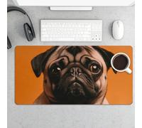 Waterproof Desk Mat 24x12 in Oversized A Pug Desk Pad with Non-Slip Rubber Base Smooth Surface Gaming Mousepad for Mouse & Keyboard Portable Foldable for Home Office Desktop Decor