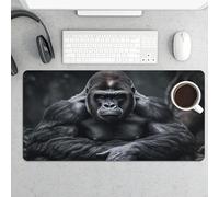 Waterproof Desk Mat 24x12 in Oversized Black Gorilla Desk Pad with Non-Slip Rubber Base Smooth Surface Gaming Mousepad for Mouse & Keyboard Portable Foldable for Home Office Desktop Decor