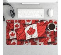 Waterproof Desk Mat 24x12 in Oversized Canadian Flag Desk Pad with Non-Slip Rubber Base Smooth Surface Gaming Mousepad for Mouse & Keyboard Portable Foldable for Home Office Desktop Decor