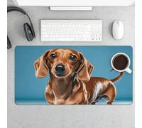 Waterproof Desk Mat 24x12 in Oversized Dachshund Dog Desk Pad with Non-Slip Rubber Base Smooth Surface Gaming Mousepad for Mouse & Keyboard Portable Foldable for Home Office Desktop Decor