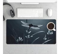 Waterproof Desk Mat 24x12 in Oversized Dragonfly Silhouette Desk Pad with Non-Slip Rubber Base Smooth Surface Gaming Mousepad for Mouse & Keyboard Portable Foldable for Home Office Desktop Decor