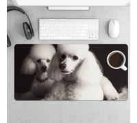 Waterproof Desk Mat 24x12 in Oversized French Poodle Desk Pad with Non-Slip Rubber Base Smooth Surface Gaming Mousepad for Mouse & Keyboard Portable Foldable for Home Office Desktop Decor