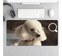 Waterproof Desk Mat 24x12 in Oversized French Poodle Desk Pad with Non-Slip Rubber Base Smooth Surface Gaming Mousepad for Mouse & Keyboard Portable Foldable for Home Office Desktop Decor