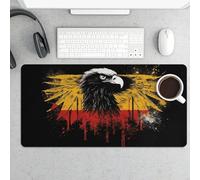 Waterproof Desk Mat 24x12 in Oversized Germany Flag Eagle Desk Pad with Non-Slip Rubber Base Smooth Surface Gaming Mousepad for Mouse & Keyboard Portable Foldable for Home Office Desktop Decor