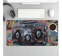 Waterproof Desk Mat 24x12 in Oversized Graffiti Hip Hop Desk Pad with Non-Slip Rubber Base Smooth Surface Gaming Mousepad for Mouse & Keyboard Portable Foldable for Home Office Desktop Decor