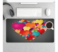 Waterproof Desk Mat 24x12 in Oversized Graphics Love HeartsGraphics Love Hearts Desk Pad with Non-slip Rubber Base Smooth Surface Gaming Mousepad for Mouse & Keyboard Portable Foldable for Home Office